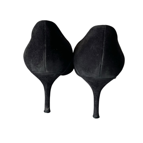 Manolo Blahnik• Black Suede Lisa Flower Pointed Toe Heels Pumps Sz:37.5/US:7 - Picture 4 of 8